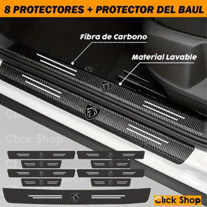 8 PROTECTORES FIBRA CARBONO + PROTECTOR BAUL - 40% DCTO..