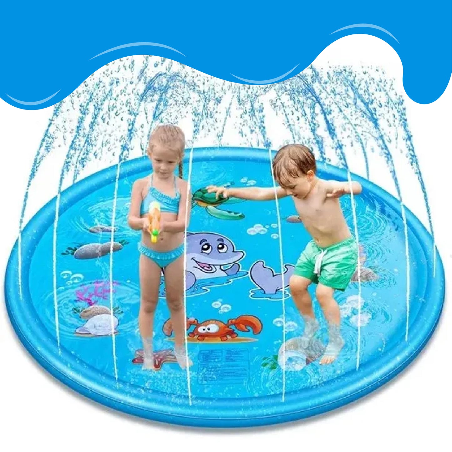 Piscina Rociadora para Niños  25% DCTO 💦☀️ Tapete para Juegos con Salpicaduras para Niño 🧒🏻👧🏻