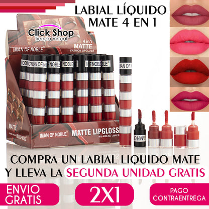 LABIAL LÍQUIDO MATE  4 EN 1.  2x1