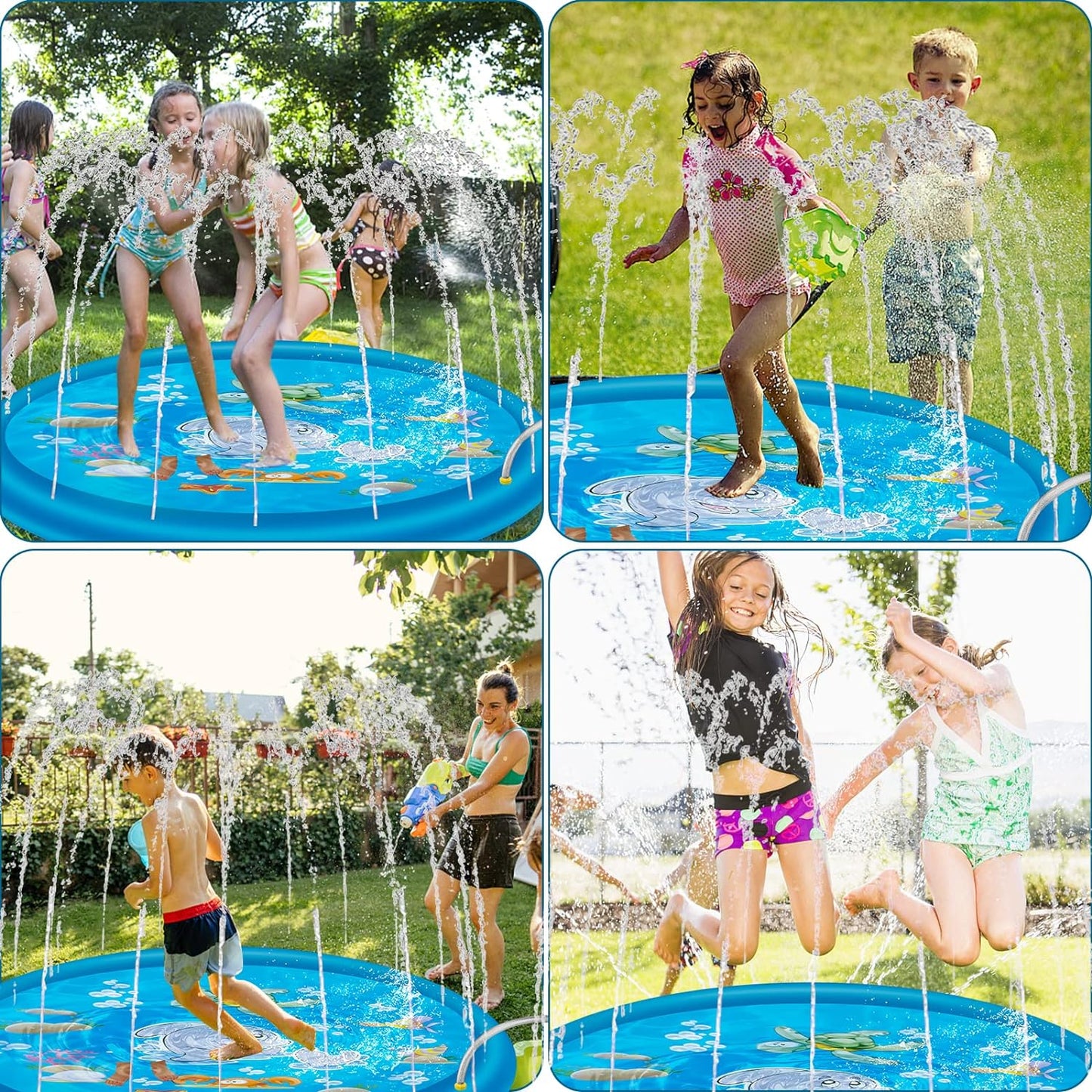 Piscina Rociadora para Niños  25% DCTO 💦☀️ Tapete para Juegos con Salpicaduras para Niño 🧒🏻👧🏻