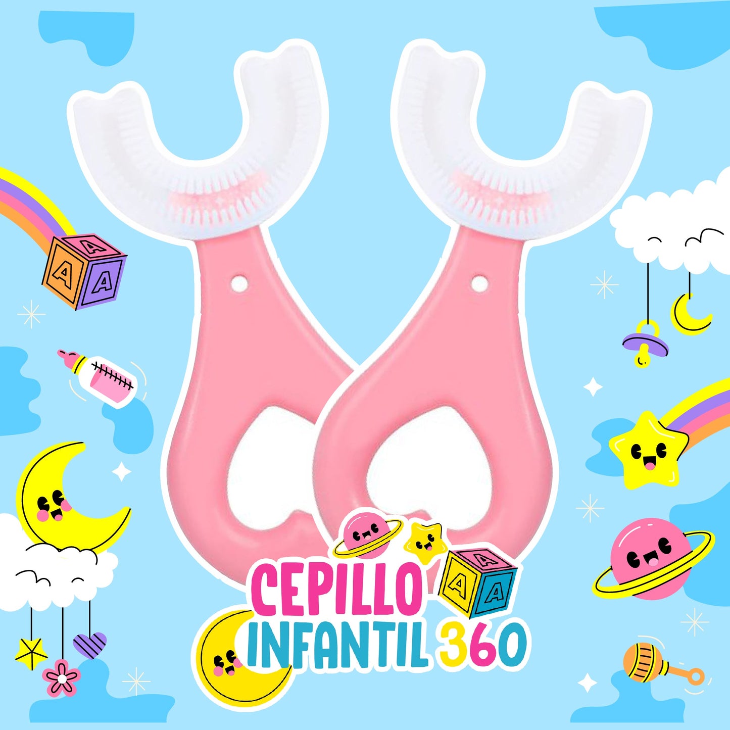 Cepillo de dientes para niños 360° 2X1 🎁 👦🏻👧🏻👶🏻