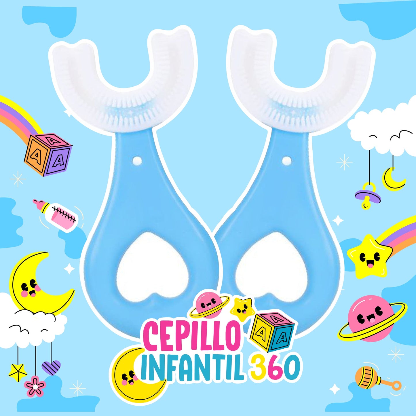 Cepillo de dientes para niños 360° 2X1 🎁 👦🏻👧🏻👶🏻